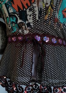 Vintage Unique Comic Print Peplum Top