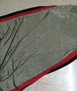 Stylish Red and Black Satin Saree