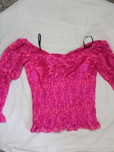 Smocked Classic Pink Patterned Long Sleeve Top