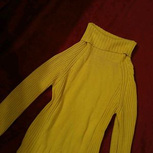 Yellow Fall/winter Turtle Neck Sweater(Women's)
