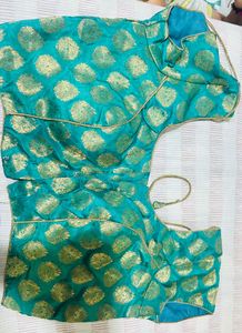 Teal &amp; Gold Brocade Blouse