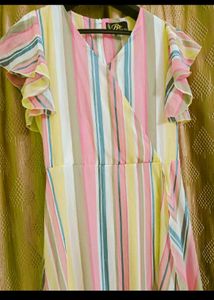 💕Striped Ruffle Wrap Dress💕
