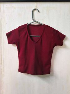 Maroon V-Neck T-Shirt