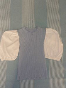 Chic Puff Sleeve Ribbed Top