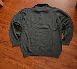 Men's Geometric Pattern Polo Sweater