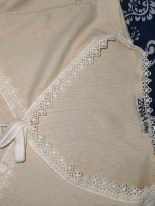 Cream Lace Trimmed Top