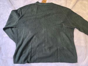 Dark Green V-Neck Button Cardigan