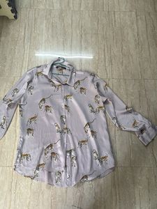 Zara Leopard Print Button-Up Shirt (XL)