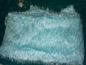 Sparkling Blue Faux Fur Dupatta