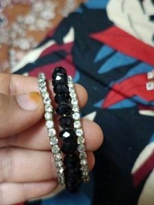 Elegant Black Beaded Bangle Bracelet