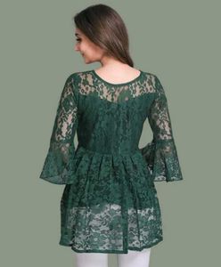 Elegant Green Lace Tunic Top
