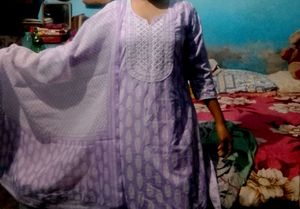 Pretty Purple Cotton Kurta Set