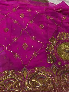 Stunning Pink &amp; Gold Embroidered Saree