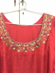Red Embroidered Kurta