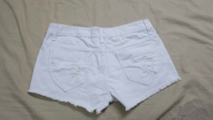 White Ripped Denim Shorts