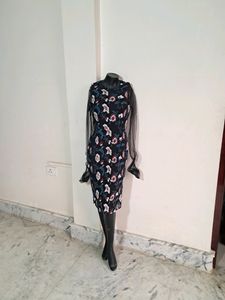 Floral Sheer Sleeve Midi Dress