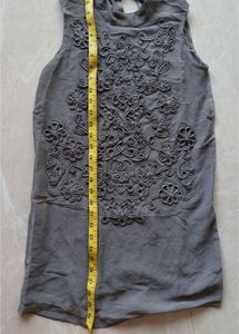 Embroidered Grey Sleeveless tunic