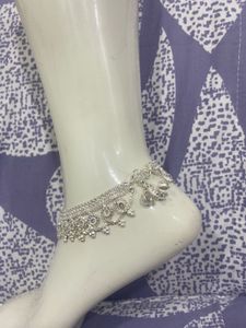 Silver Anklet with Colorful Beads