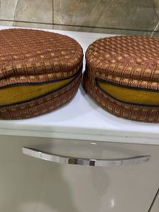 Set of 2 Round Woven Decorative Pillows
