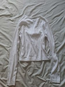 White Long Sleeve Cut-Out Top