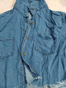 Blue Denim Crop Shirt