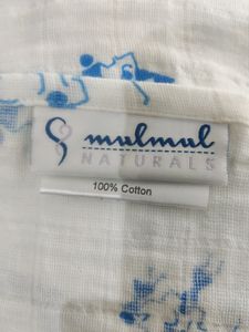 White With Blue Printed Table Cloth