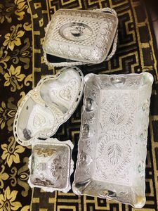 Modern Plastic Dishes &amp; Boxes Silver Colour