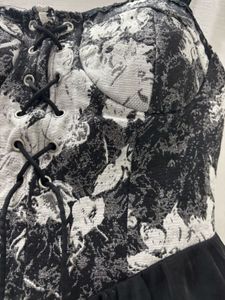 Gothic Black &amp; White Floral Dress