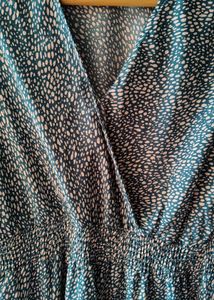 Teal & White Polka Dot Empire dress