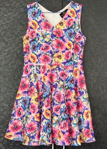 Vibrant Floral Print Fit & Flare Dress