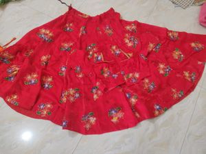 Vibrant Red Embroidered Lehenga Choli Set