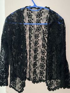 Elegant Black Lace Kimono