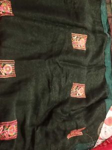 Embroidered Green Silk Saree