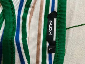 Striped Halter Neck Ribbed Crop Top