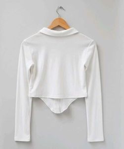 White Long Sleeve Crop Top