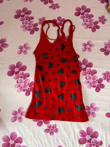 Red Heart Print Tank Top