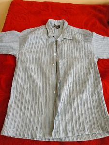 Men's Light Blue Textured Shirt