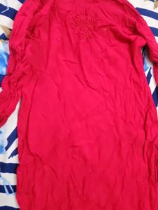 Red Embroidered Kurta