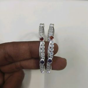 925 Hallmark pure Silver CZ Bangles (Size 2/2)