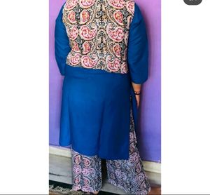 Three Piece Set Of Kurti Plazo And Jacket