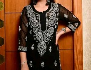 Elegant Black Embroidered Kurti