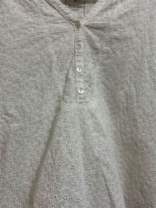 White Eyelet Detail Tunic Top