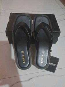 Shein slip on open toe Black Wedge Platform heels