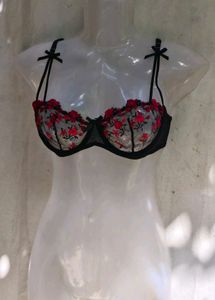 25279. Black Embroidered Sheer Bra