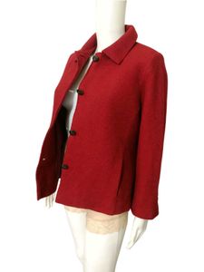 Premium Chic Red Textured Jacket Women Blazer