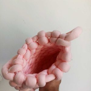 Handmade Chunky Knit Pink Tote Bag