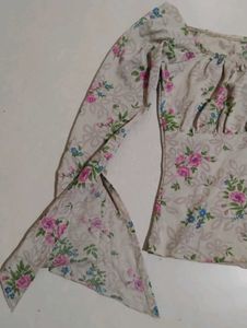 Floral Bell Sleeve Off-Shoulder Top