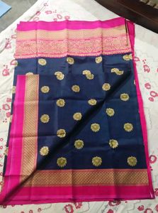 Blue &amp; Pink Lightwaight Silk Saree