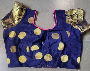 Blue & Gold Polka Dot Blouse