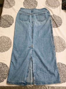 Light Wash Denim Maxi Skirt
